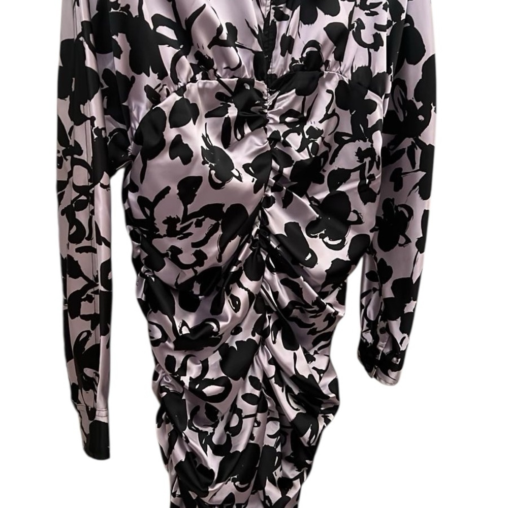 Zara Satin Ruched Floral Dress